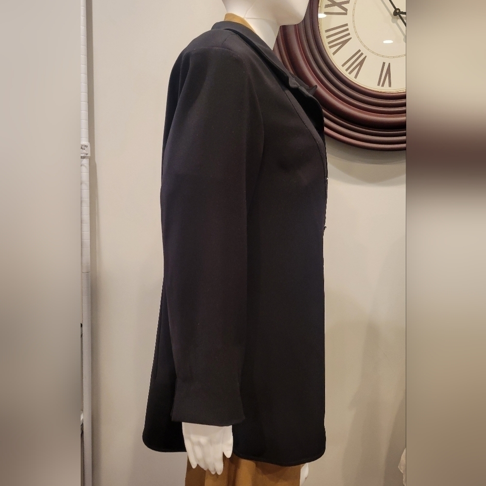 Nina McLemore Black Polyester Blazer 2 Pockets  Size 12 Made in USA - Picture 2 of 10